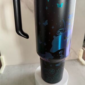 Black Engraved Floral Travel Mug